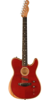 Akustická elektrická gitara Fender American Acoustasonic Telecaster, karmínovo červená