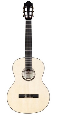 z indického palisandru Klasická  gitara Romida, ebenový hmatník v ozdobnej čiernej farbe spolu s tradičnou drevenou rozetou