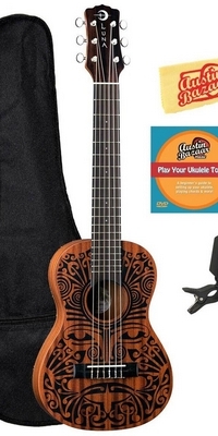 Luna Uke Tribal mahagónové akustické ukulele, hmatník z palisandru, prírodný satén