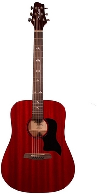 Pílovitá moderná vintage akustická gitara, transparentný čerešňový mahagónové najvyššie hodnotené a mahagónové zadné konce